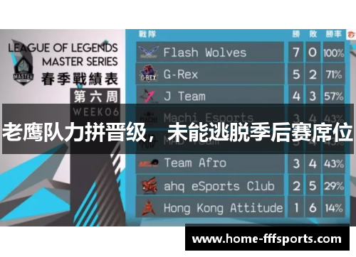 老鹰队力拼晋级，未能逃脱季后赛席位